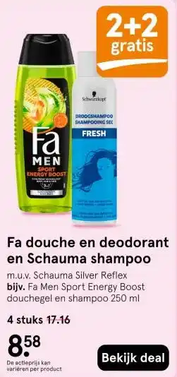 Etos Fa douche en deodorant en Schauma shampoo aanbieding
