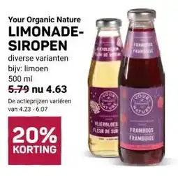 Ekoplaza Your Organic Nature LIMONADE- SIROPEN aanbieding