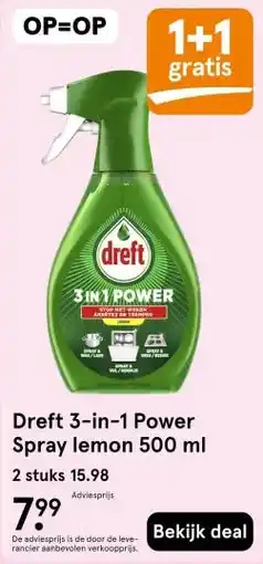 Etos Dreft 3-in-1 Power Spray lemon 500 ml aanbieding