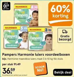 Etos Pampers Harmonie luiers voordeelboxen aanbieding