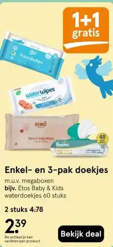 Etos Enkel- en 3-pak doekjes aanbieding