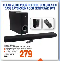 Correct Yamaha SR-B40A Soundbar + Draadloze Subwoofer aanbieding