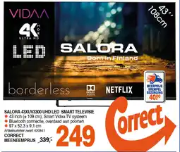 Correct Salora 43XUV3300 UHD Led Smart Televisie aanbieding