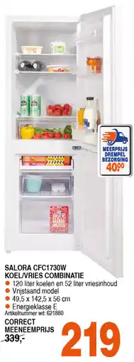 Correct Salora CFC1730W Koel/Vries Combinatie aanbieding
