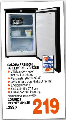 Correct Salora FRT8600BL Tafelmodel Vriezer aanbieding