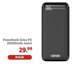 Bruna Powerbank Grixx PD 20000mAh zwart aanbieding