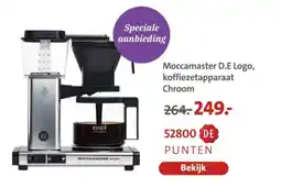 Bruna Moccamaster D.E Logo, koffiezetapparaat Chroom aanbieding