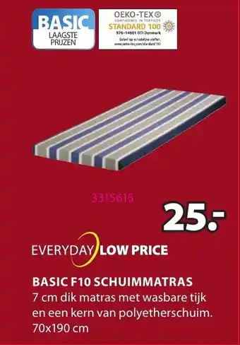 Jysk Basic F10 Schuimmatras 70x190cm aanbieding