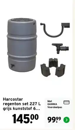 GAMMA Harcostar regenton set 227 L grijs kunststof 60 x 60 x 96 cm aanbieding