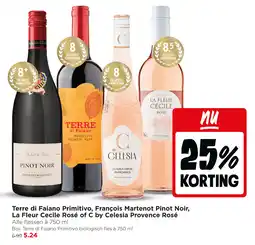 Jumbo Terre di Faiano Primitivo, François Martenot Pinot Noir, La Fleur Cecile Rosé of C by Celesia Provence Rosé aanbieding