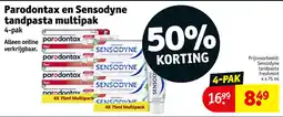 Kruidvat Parodontax en Sensodyne tandpasta multipak aanbieding