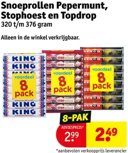 Kruidvat Snoeprollen Pepermunt, Stophoest en Topdrop aanbieding