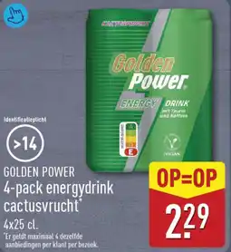 ALDI Golden Power 4-pack energydrink cactusvrucht aanbieding