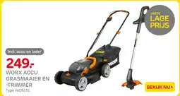 Praxis Worx accu grasmaaier en trimmer aanbieding