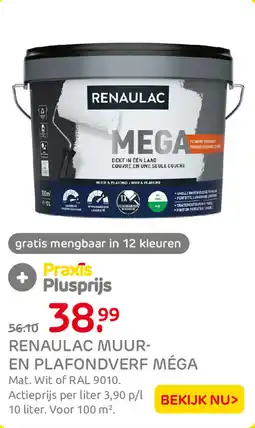 Praxis Renaulac muur en plafondverf méga aanbieding