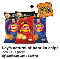 Jumbo Lay's naturel of paprika chips aanbieding