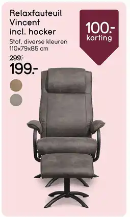 Leen Bakker Bekijk Relaxfauteuil Vincent incl. hocker aanbieding