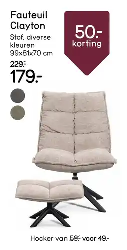 Leen Bakker Bekijk Fauteuil Clayton aanbieding