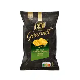 PLUS Lays Wavy Cut Sea Salt, Olive Oil & Herbs aanbieding