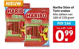 Hoogvliet Haribo Stixx of Twin snakes aanbieding