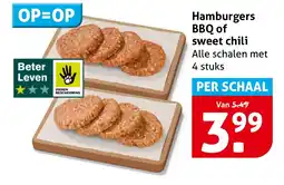 Hoogvliet Hamburgers bbq of sweet chili aanbieding