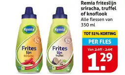 Hoogvliet Remia friteslijn sriracha, truffel of knoflook aanbieding