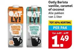 Hoogvliet Oatly Barista vanille, caramel of coconut aanbieding