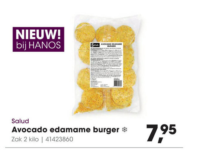Avocado edamame burger aanbieding bij HANOS