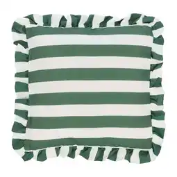 Van Cranenbroek Kussen franje stripe groen 45 cm aanbieding