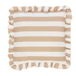 Van Cranenbroek Kussen franje stripe beige 45 cm aanbieding