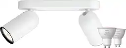 Coolblue Philips Pongee opbouwspot - 2 spots - wit + Philips Hue White and Color GU10 (2x) aanbieding