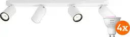 Coolblue Philips Pongee opbouwspot - 4 spots - wit + Philips Hue White and Color GU10 (4x) aanbieding