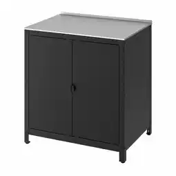 IKEA Zwarte stalen keukenkast met rvs blad aanbieding