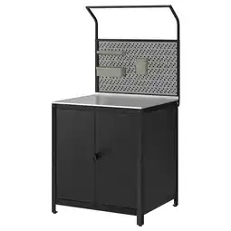 IKEA Een zwart grillskÄr buitenkeukenblok met roestvrijstalen aanrechtblad, gaasrug en opbergkasten aanbieding