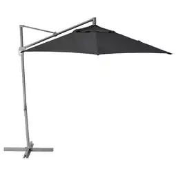 IKEA Grijze uitkragende parasol, hissÖ, aluminium paal en voet, grijze stof, verstelbare kanteling aanbieding