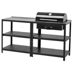 IKEA Zwarte grillskÄr grillstandaard met drie planken, roestvrijstalen blad aanbieding