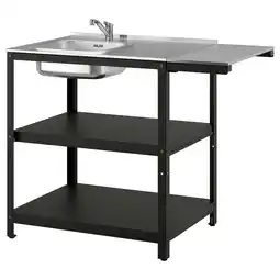 IKEA Roestvrijstalen buitengootsteen met zwarte planken, perfect voor grillen & voorbereiden aanbieding