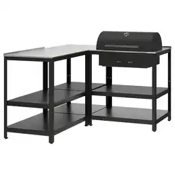IKEA GrillskÄr Houtskoolbarbecue met kookeiland, roestvrij staal/buiten, 147x147 cm aanbieding