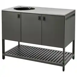 IKEA Grijs buitenkeukenblok, bÅtskÄr, met spoelbak en opbergruimte, stevig stalen frame, strak design aanbieding