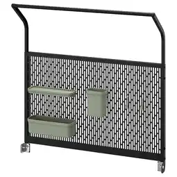 IKEA Zwart ikea grillskÄr achterwand voor buitenkeuken met groene opbergdozen en haken aanbieding