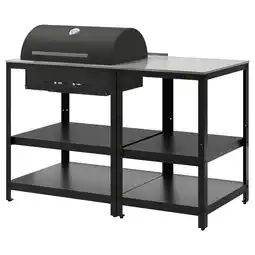 IKEA GrillskÄr Houtskoolbarbecue met kookeiland, roestvrij staal/buiten, 147x61 cm aanbieding