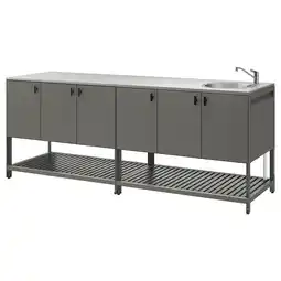 IKEA BÅtskÄr Buitenkeuken met spoelbakunit, donkergrijs, 240x60 cm aanbieding
