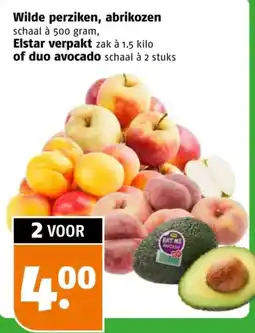 Poiesz Wilde perziken, abrikozen, Elstar verpakt of duo avocado aanbieding