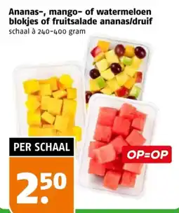 Poiesz Ananas, mango of watermeloen blokjes of fruitsalade ananas/druif aanbieding