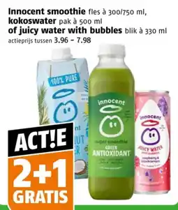 Poiesz Innocent smoothie, kokoswater of juicy water with bubbles aanbieding