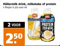 Poiesz Müllermilk drink, milkshake of protein aanbieding
