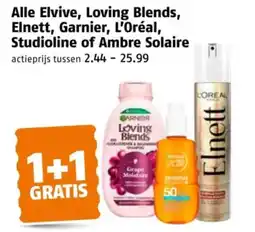 Poiesz Alle Elvive, Loving Blends, Elnett, Garnier, L'Oréal, Studioline of Ambre Solaire aanbieding