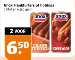 Poiesz Unox Frankfurters of hotdogs aanbieding