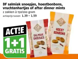 Poiesz DF salmiak snoepjes, hoestbonbons, vruchtenhartjes of after Dinner mints aanbieding