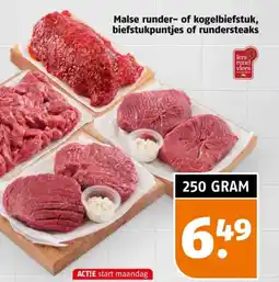 Poiesz Malse runder of kogelbiefstuk, biefstukpuntjes of rundersteaks aanbieding